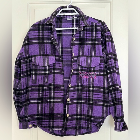 Marvel Tops - MARVEL Black Panther Wakanda Forever flannel shirt size S